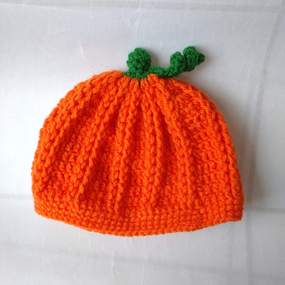 かぼちゃ  ニット帽 約40cm(新生児～１歳半頃) ハロウィン 2枚目の画像