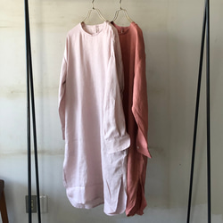 【秋SALE】pullover long shirt/丸襟プルオーバーシャツ＊french linen100%　 1枚目の画像