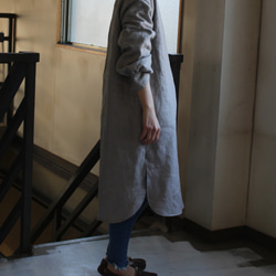 【秋SALE】pullover long shirt/丸襟プルオーバーシャツ＊french linen100%　 7枚目の画像