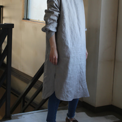 【秋SALE】pullover long shirt/丸襟プルオーバーシャツ＊french linen100%　 6枚目の画像
