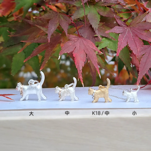 猫のペンダントトップ 大 】K10鈴の首輪 猫ネックレス 猫ペンダント