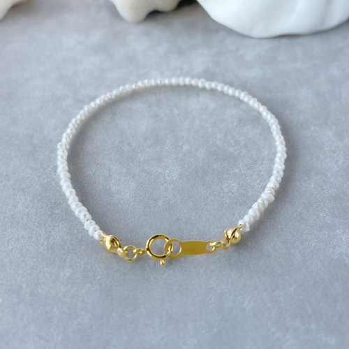 ベビーパール とても小さな 淡水パール ブレスレット ゴールド