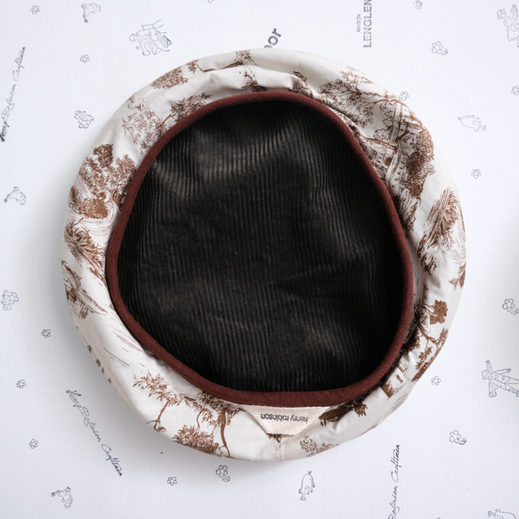 　reversible  beret    corduroy & landscape cotton poplin 第10張的照片