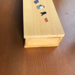 ちょっと大きめの箸箱(瓦の雀)　ヒノキのカトラリーケース　蓋付きの箸入れ　　食卓に置ける　小物入れ 14枚目の画像