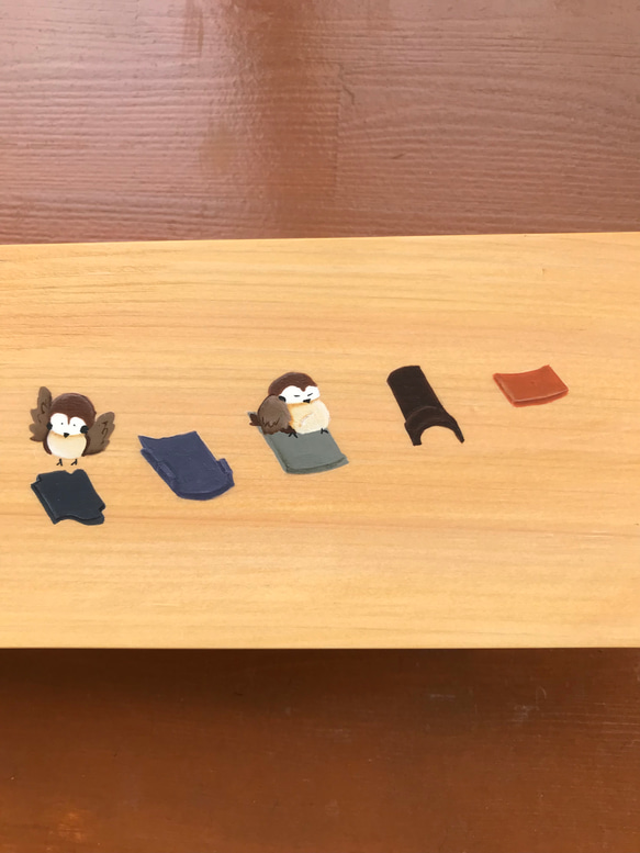 ちょっと大きめの箸箱(瓦の雀)　ヒノキのカトラリーケース　蓋付きの箸入れ　　食卓に置ける　小物入れ 13枚目の画像
