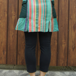 さをり織り　★手織りの巻きスカート★ カフェエプロン　さおり織り　グリーン　緑　ユニーク　一点物　個性的 13枚目の画像
