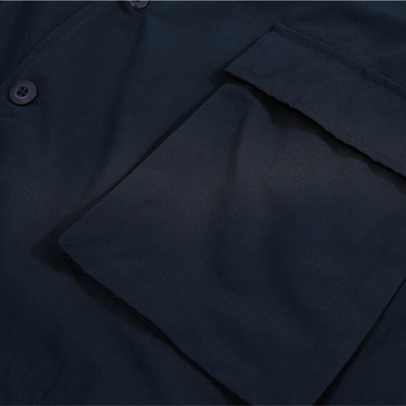 秋冬新品 機能的なジャケット メンズ 無地 レトロ アウトドアアウターコート ワークジャケット ネイビーブルー 3枚目の画像