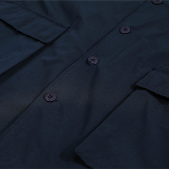 秋冬新品 機能的なジャケット メンズ 無地 レトロ アウトドアアウターコート ワークジャケット ネイビーブルー 5枚目の画像