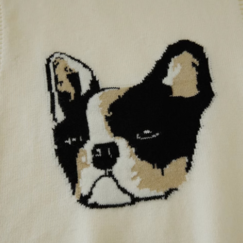 ブラックアンドホワイト犬刺繍ベスト