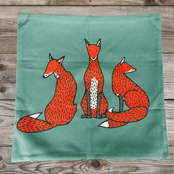 森林靠墊 狐狸圖案靠背 藍綠色 - 檜木香 - 第5張的照片