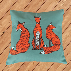 森林靠墊 狐狸圖案靠背 藍綠色 - 檜木香 - 第9張的照片