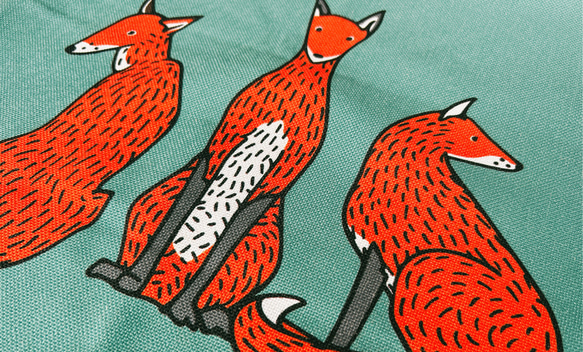 森林靠墊 狐狸圖案靠背 藍綠色 - 檜木香 - 第6張的照片