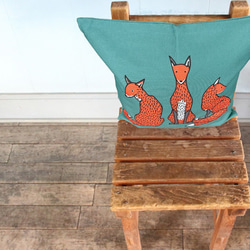 森林靠墊 狐狸圖案靠背 藍綠色 - 檜木香 - 第2張的照片