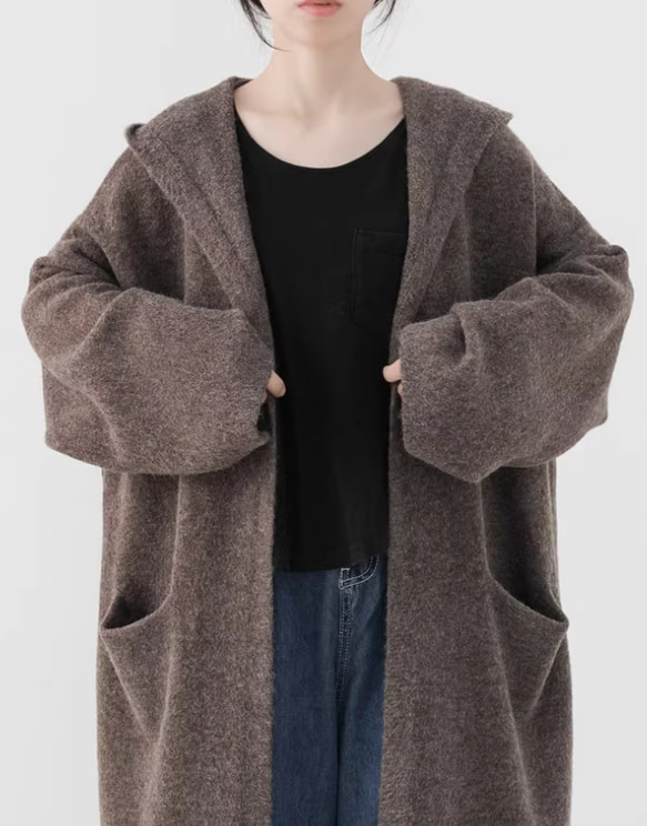 【秋冬春】  ロングカーディガン ゆったりコート 3色　温かいセーター 6枚目の画像