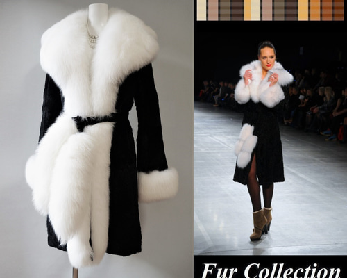 優雅な雰囲気を醸し出す☆ホワイト白フォックスファー×シェアード黒