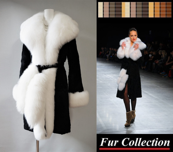 優雅な雰囲気を醸し出す☆ホワイト白フォックスファー×シェアード黒