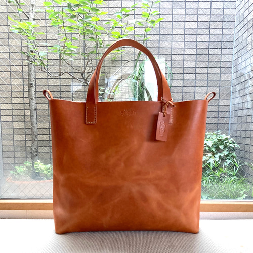 30％OFF】ヌメ革オイルスムース トートバッグ キャメル