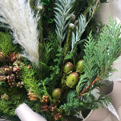 早割クリスマス2023】白枝とコニファーのスワッグ＊* ホワイト