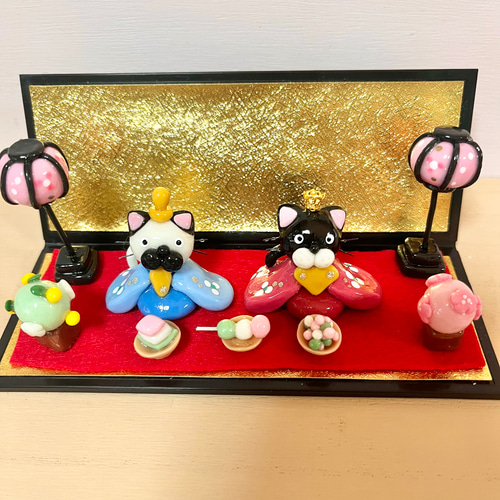 樹脂粘土レジン〜粘土細工 お雛様(猫) 多肉植物 ちねってMina〜粘土