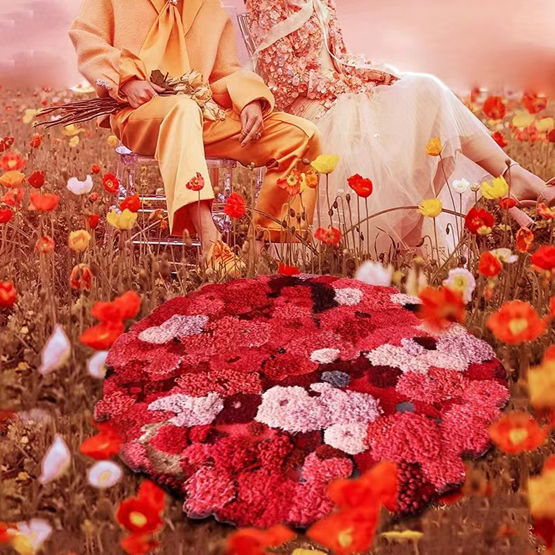 【受注制作】オーダー カーペット 手織りニュージーランドウールカーペット ハンドメイドカシミアウール絨毯  花海