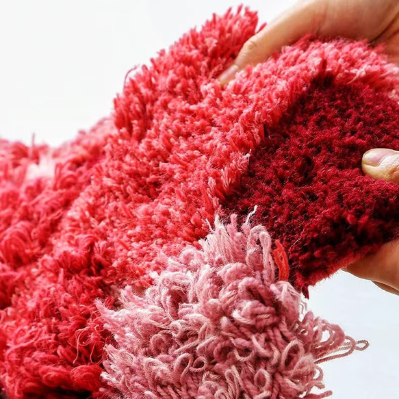 【受注制作】手織りニュージーランドウールカーペット ハンドメイドカシミアウール絨毯 手編ラグ  マット 花海 9枚目の画像