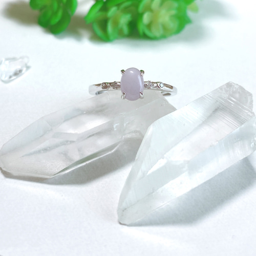 シルバー925 シルバーリング　ラベンダー翡翠 ラベンダー翡翠・silver925ring＊ 指輪・リング kerokerowl 通販