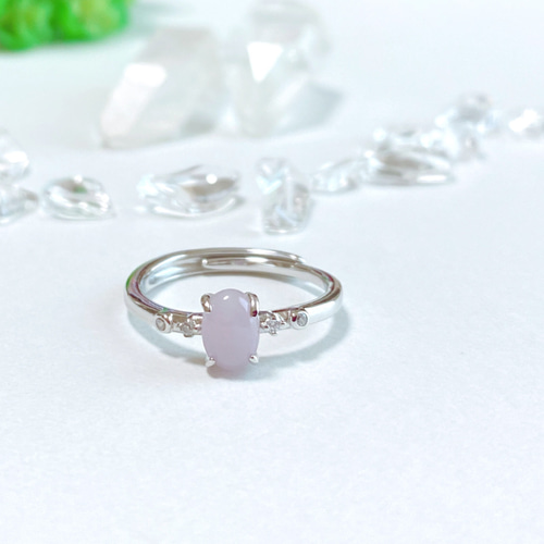 シルバー925 シルバーリング　ラベンダー翡翠 ラベンダー翡翠・silver925ring＊ 指輪・リング kerokerowl 通販
