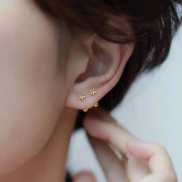 金アレ対応 mini flower pierce (0263) 3枚目の画像