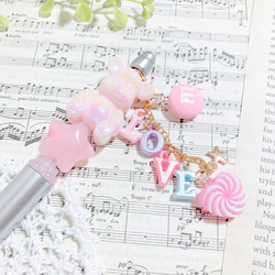 クリアハートくまちゃん　カスタムボールペン　カスタムビーズ ♡文字入れ可能♡ゆめかわいいスイーツくまちゃんカスタムボールペン