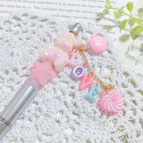 インポート・海外人気ブランド ♡文字入れ可能♡ゆめかわいいスイーツくまちゃんカスタム 文房具・ステーショナリー