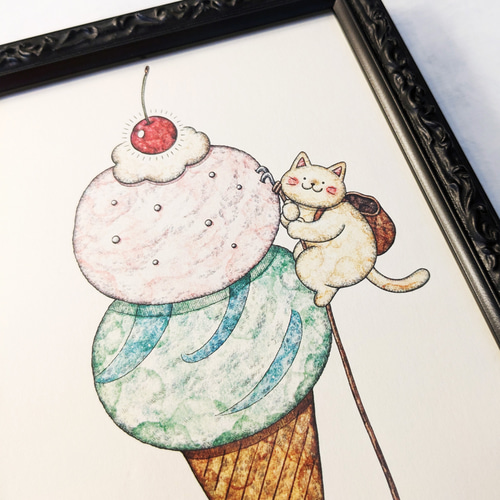 アイスクリームコーン猫イラストスケートボード 【公式通販】
