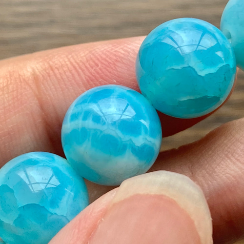 約8mm玉、ラリマーカラードラゴンアゲート【龍門瑪瑙】のブレスレット