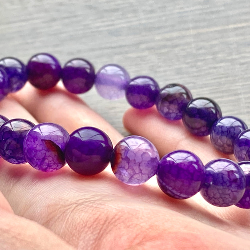 透明感のあるパープルカラードラゴンアゲート【龍門瑪瑙】ブレスレット