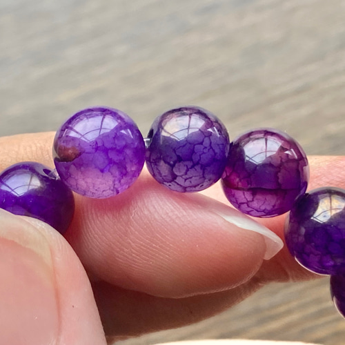 透明感のあるパープルカラードラゴンアゲート【龍門瑪瑙】ブレスレット