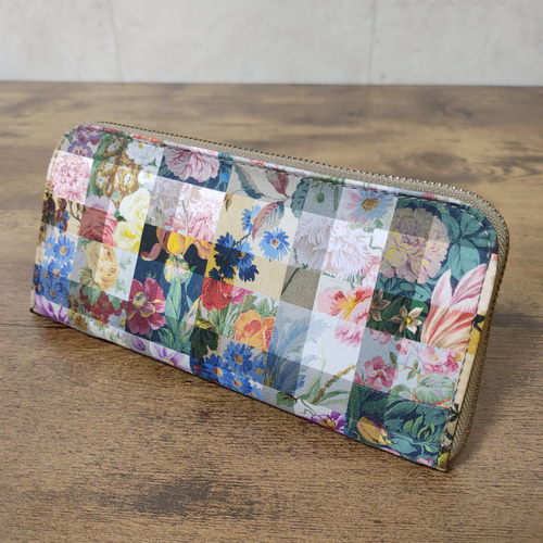 リバティ×本革 長財布『アーカイブギンガム×マルチカラー』BF-02