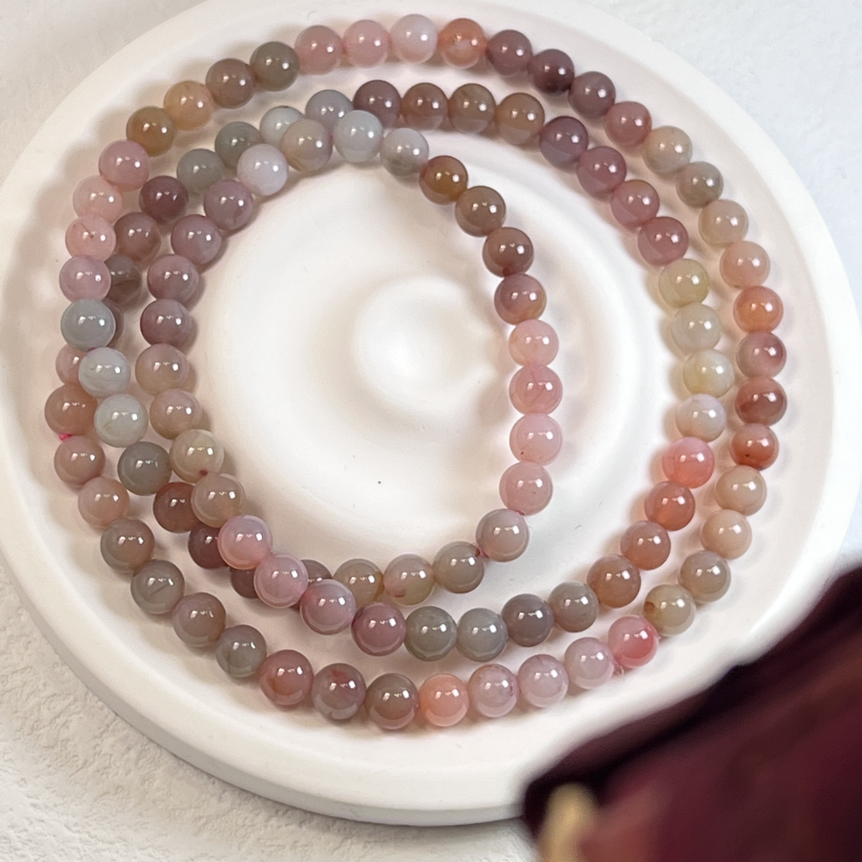 天然石　氷種ソルトソースアゲート（盐源玛瑙 ）四連ブレスレット