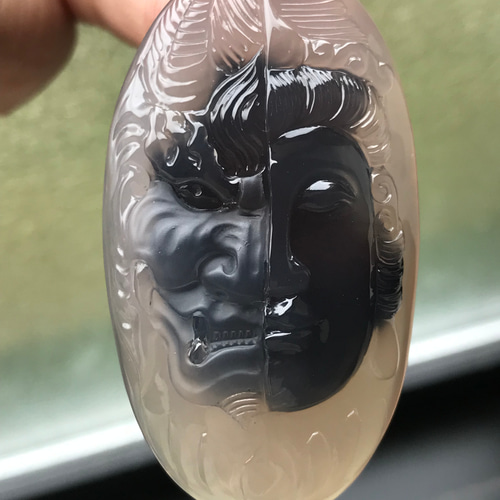 ゴビ石−1166 ゴビ瑪瑙 彫刻 『一念の間』 その他置物 KIKI 通販