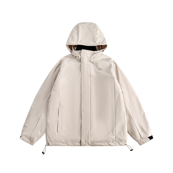 秋冬新品 3-in-1 フード付きジャケット メンズ 無地 レトロ アウトドアアウターコート 大きいサイズ 5枚目の画像