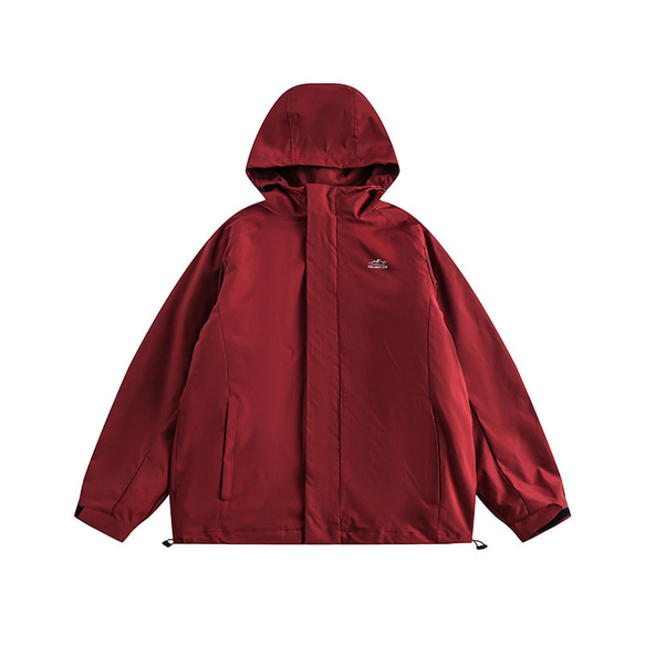 秋冬新品 3-in-1 フード付きジャケット メンズ 無地 レトロ アウトドアアウターコート 大きいサイズ 1枚目の画像