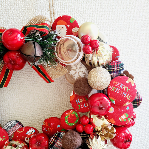 完売❤️アンバーナッツとグリーンのXmasリース⭐️玄関⭐️プレゼント