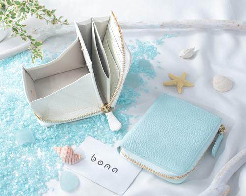 大きな小銭入れのL字ファスナー コンパクト財布 イタリアンレザー