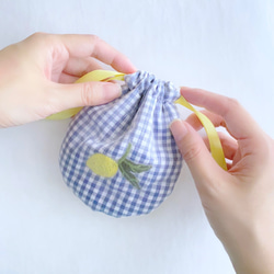 ふんわり丸いフルーツのMIX巾着ポーチ(レモン) 6枚目の画像
