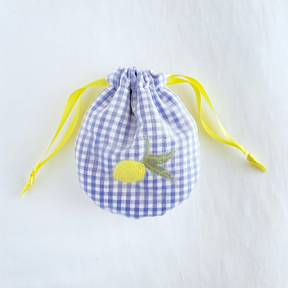 ふんわり丸いフルーツのMIX巾着ポーチ(レモン) 11枚目の画像