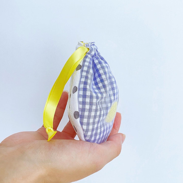 ふんわり丸いフルーツのMIX巾着ポーチ(レモン) 2枚目の画像