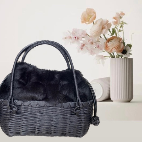 ファーかごバック エコファー巾着 ブラック かごバッグ creco . I 通販