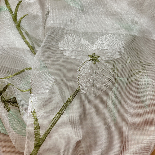 幅100cm × 丈55cm 花柄 白 レビュー特典 刺繍 カフェカーテン 幅100cm × 丈55cm 花柄 白 レビュー特典 刺繍 カフェカーテン