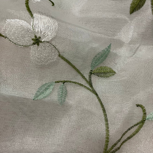 幅100cm × 丈55cm 花柄 白 レビュー特典 刺繍 カフェカーテン