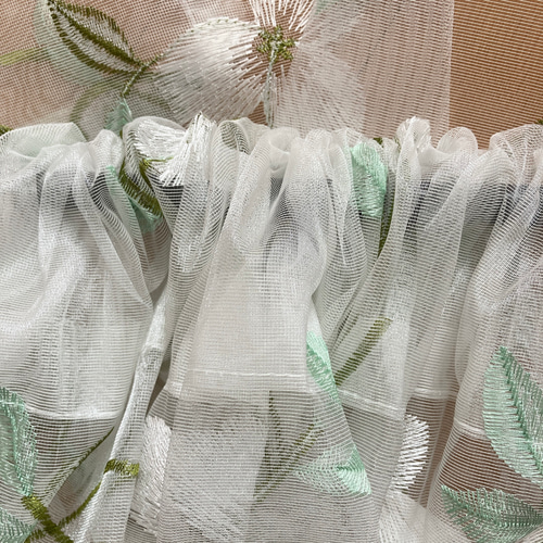 幅100cm × 丈55cm 花柄 白 レビュー特典 刺繍 カフェカーテン 幅100cm × 丈55cm 花柄 白 レビュー特典 刺繍 カフェカーテン