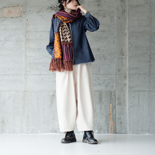 キャピタル　リネン パッチワーク ストール 多色 キャピタル リネン パッチワーク ストール 多色