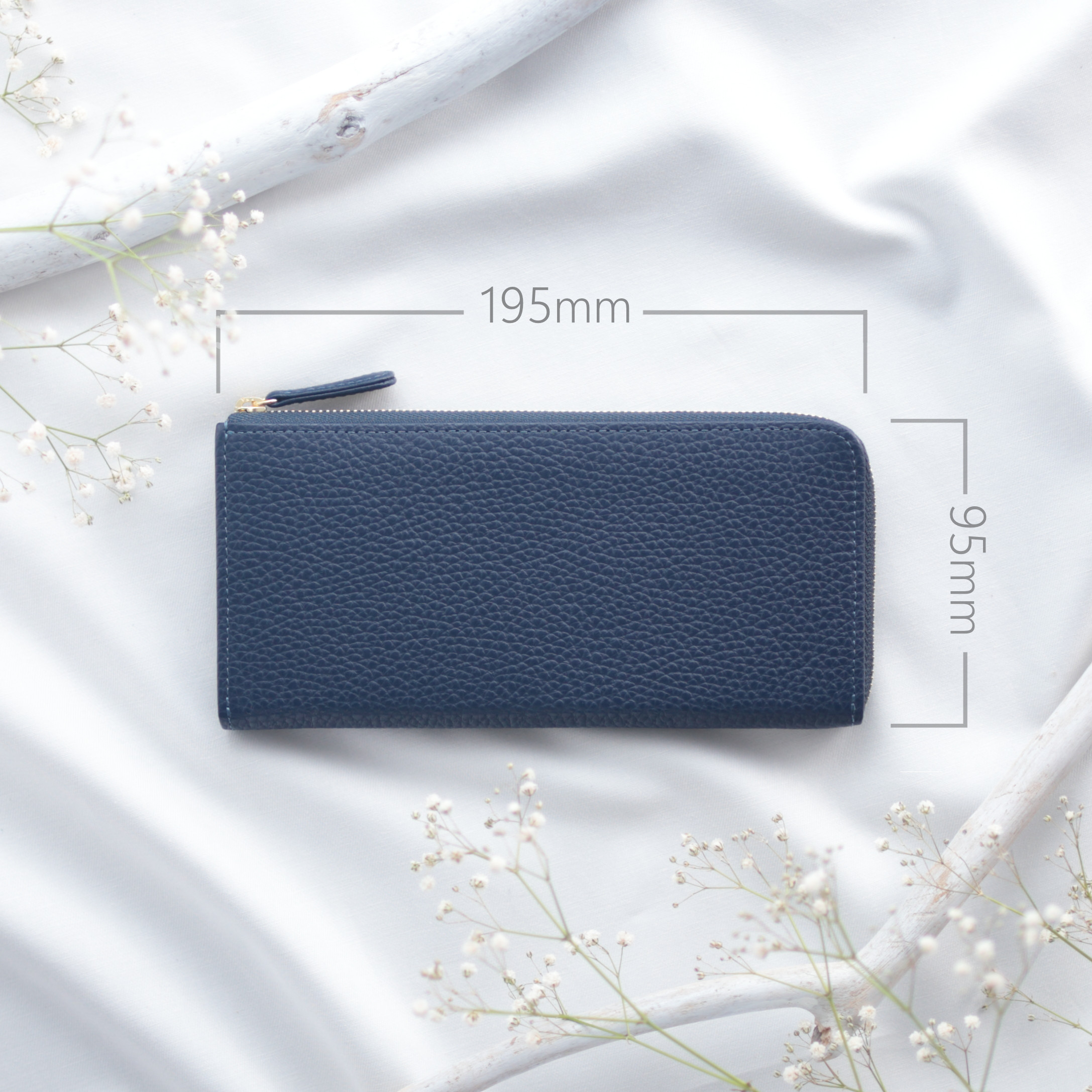 大きな小銭入れのL字ファスナー長財布 イタリアンレザー【トープ/ネイビー/ピンクベージュ】